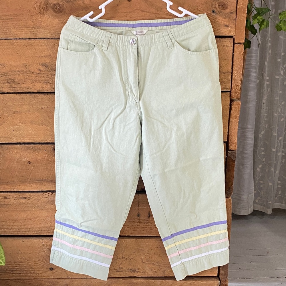 Christopher & Banks Mint Green Pants with Lavender Trim Perfect for spring